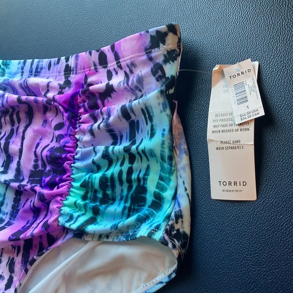 🆕Torrid Blue & Purple Tie-Dye High Waist Ruched Swim Bottom 1X NWT - Picture 3 of 12